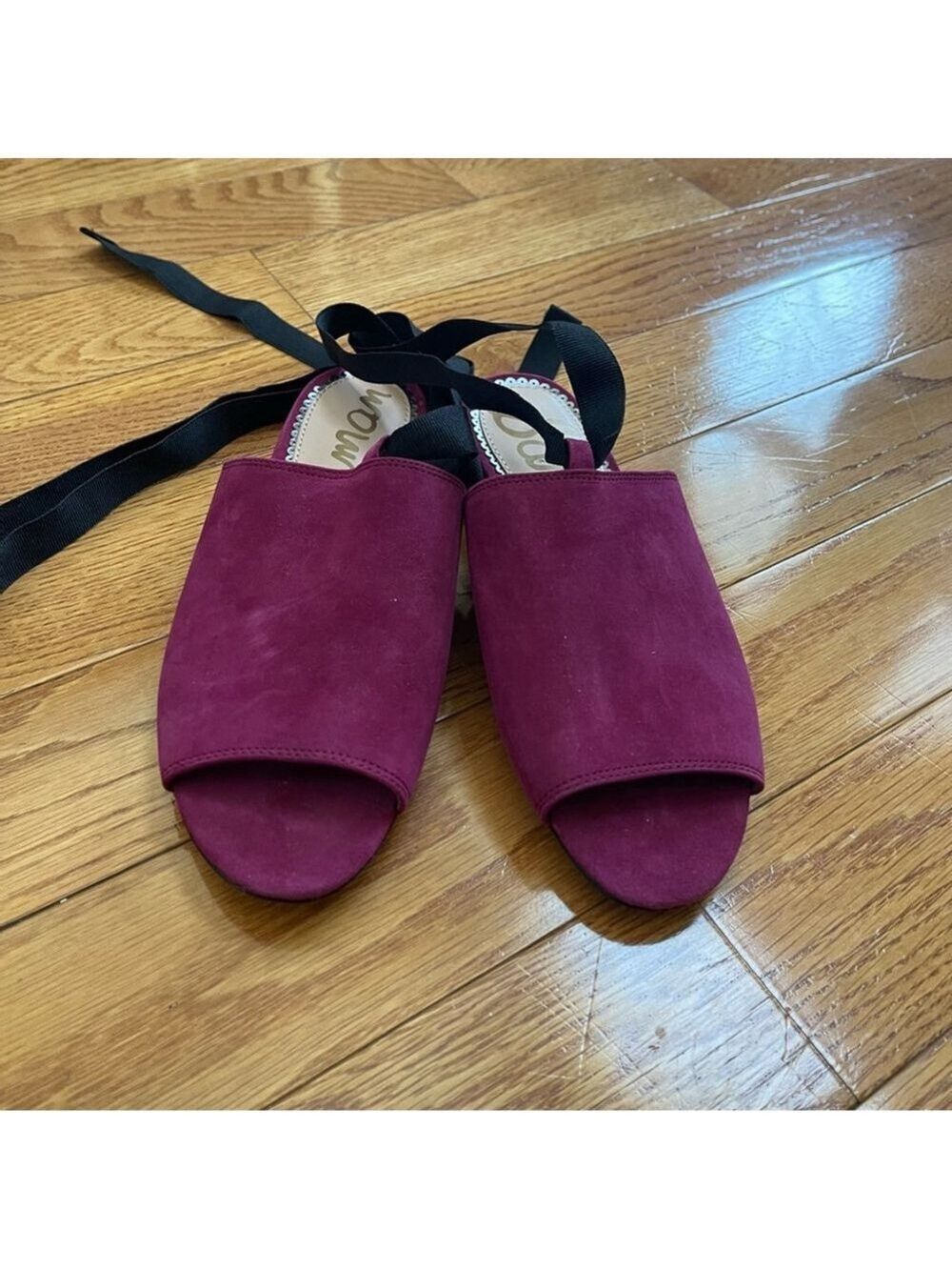 Sam Edelman Women's Suede Leather Theodora Sandals Mules with ties Magenta Sz 8 - Picture 7 of 12